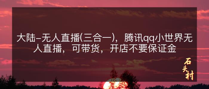 大陆-无人直播(三合一)，腾讯qq小世界无人直播，可带货，开店不要保证金