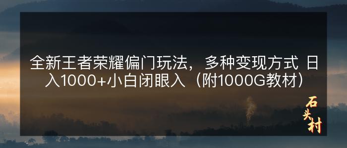 全新王者荣耀偏门玩法，多种变现方式 日入1000+小白闭眼入（附1000G教材）