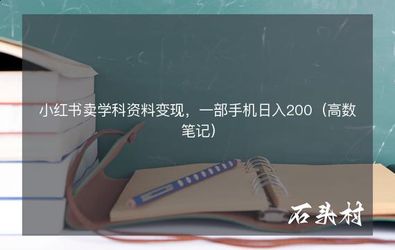 小红书卖学科资料变现，一部手机日入200（高数笔记）