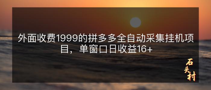 外面收费1999的拼多多全自动采集挂机项目，单窗口日收益16+