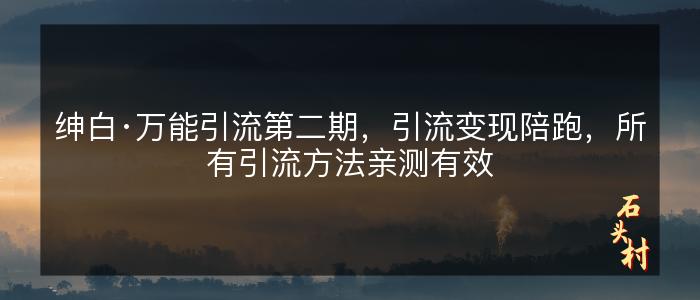 绅白·万能引流第二期，引流变现陪跑，所有引流方法亲测有效