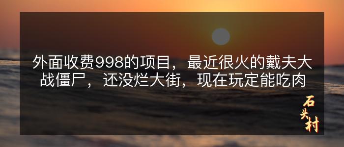 外面收费998的项目，最近很火的戴夫大战僵尸，还没烂大街，现在玩定能吃肉