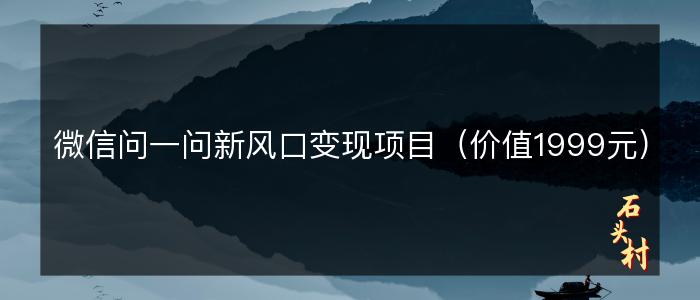 微信问一问新风口变现项目（价值1999元）