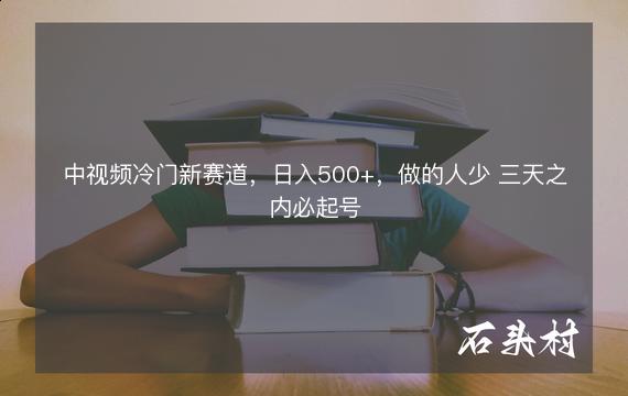 中视频冷门新赛道，日入500+，做的人少 三天之内必起号