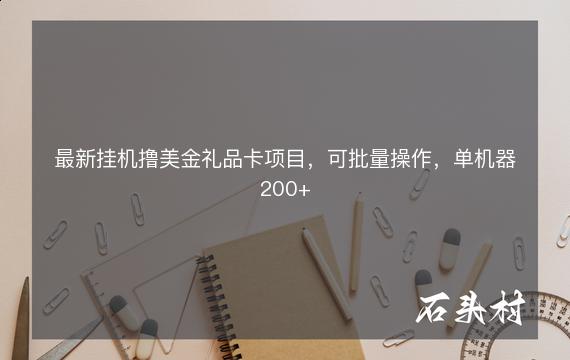 最新挂机撸美金礼品卡项目，可批量操作，单机器200+