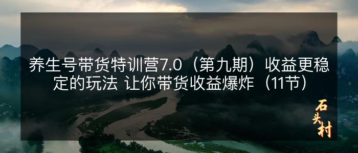 养生号带货特训营7.0（第九期）收益更稳定的玩法 让你带货收益爆炸（11节）