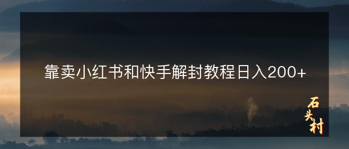 靠卖小红书和快手解封教程日入200+