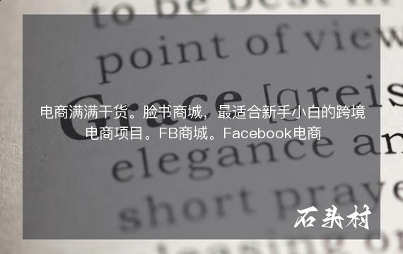 电商满满干货。脸书商城，最适合新手小白的跨境电商项目。FB商城。Facebook电商