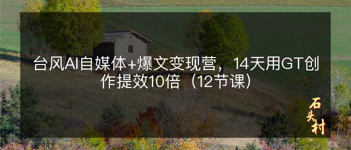 台风AI自媒体+爆文变现营，14天用GT创作提效10倍（12节课）