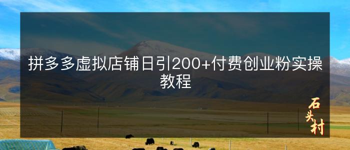 拼多多虚拟店铺日引200+付费创业粉实操教程