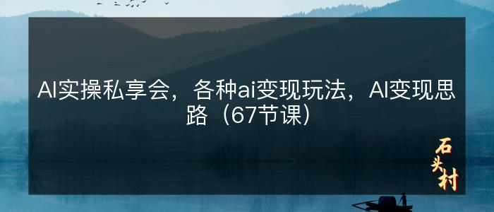 AI实操私享会，各种ai变现玩法，AI变现思路（67节课）