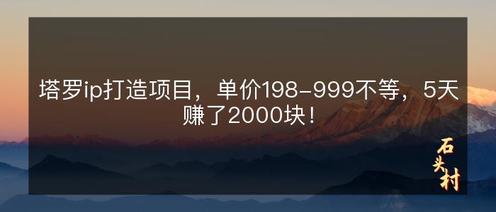 塔罗ip打造项目，单价198-999不等，5天赚了2000块！