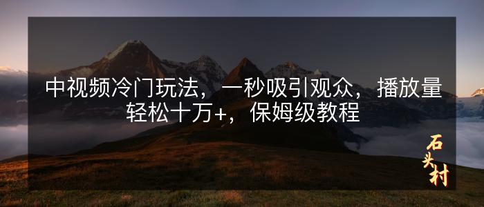 中视频冷门玩法，一秒吸引观众，播放量轻松十万+，保姆级教程