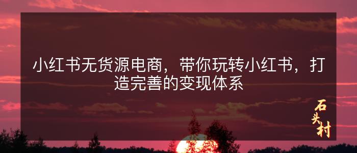 小红书无货源电商，带你玩转小红书，打造完善的变现体系