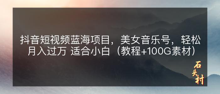 抖音短视频蓝海项目，美女音乐号，轻松月入过万 适合小白（教程+100G素材）