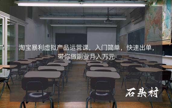 淘宝暴利虚拟产品运营课，入门简单，快速出单，带你做副业月入万元