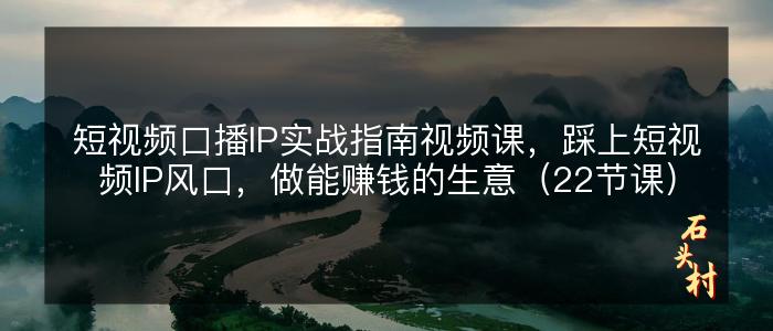 短视频口播IP实战指南视频课，踩上短视频IP风口，做能赚钱的生意（22节课）