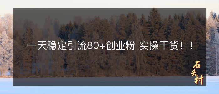 一天稳定引流80+创业粉 实操干货！！