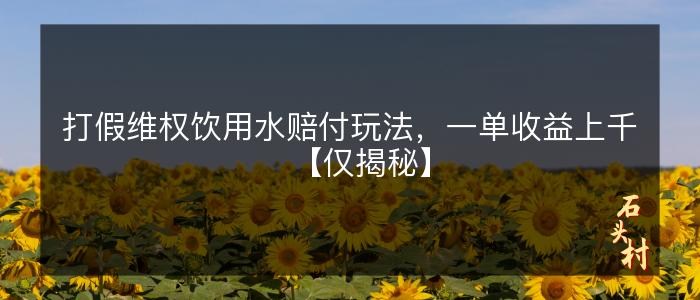 打假维权饮用水赔付玩法，一单收益上千【仅揭秘】