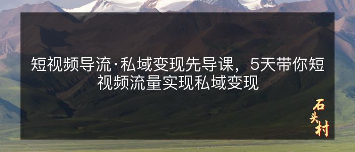 短视频导流·私域变现先导课，5天带你短视频流量实现私域变现