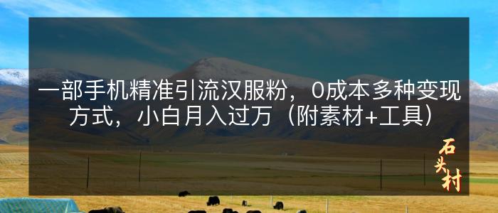 一部手机精准引流汉服粉，0成本多种变现方式，小白月入过万（附素材+工具）