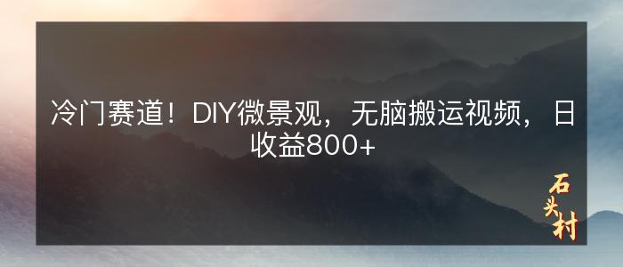 冷门赛道！DIY微景观，无脑搬运视频，日收益800+