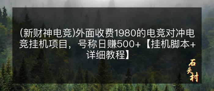 (新财神电竞)外面收费1980的电竞对冲电竞挂机项目，号称日赚500+【挂机脚本+详细教程】