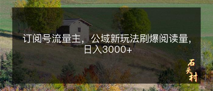 订阅号流量主，公域新玩法刷爆阅读量，日入3000+