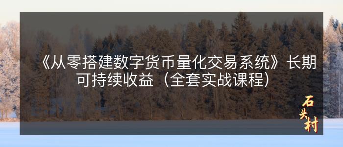 《从零搭建数字货币量化交易系统》长期可持续收益（全套实战课程）