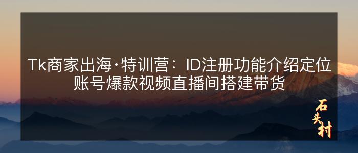 Tk商家出海·特训营：ID注册功能介绍定位账号爆款视频直播间搭建带货