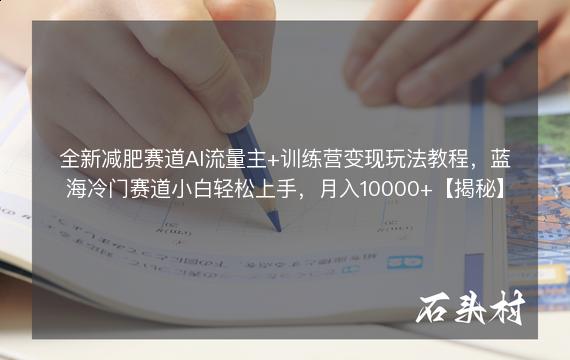 全新减肥赛道AI流量主+训练营变现玩法教程，蓝海冷门赛道小白轻松上手，月入10000+【揭秘】