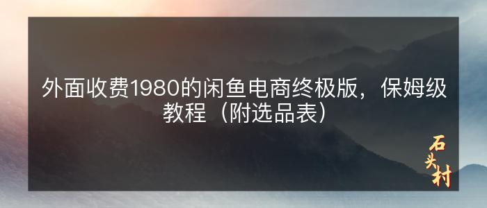 外面收费1980的闲鱼电商终极版，保姆级教程（附选品表）