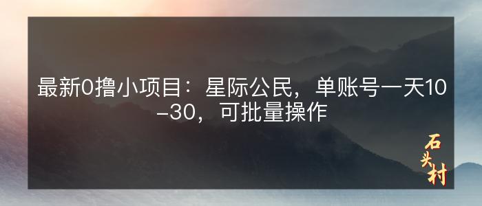 最新0撸小项目：星际公民，单账号一天10-30，可批量操作