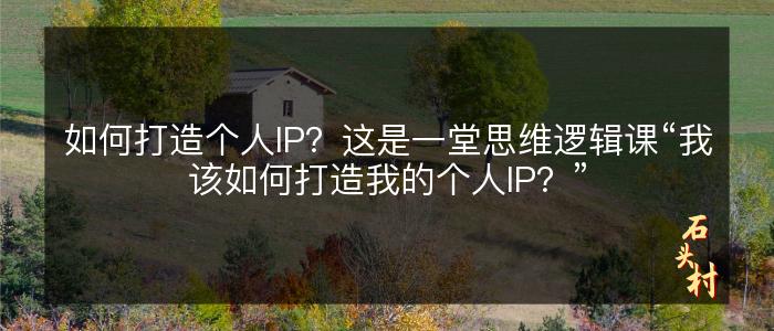 如何打造个人IP？这是一堂思维逻辑课“我该如何打造我的个人IP？”