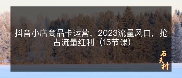 抖音小店商品卡运营，2023流量风口，抢占流量红利（15节课）