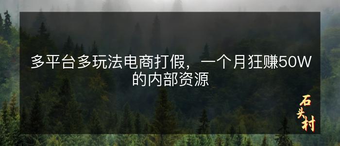 多平台多玩法电商打假，一个月狂赚50W的内部资源