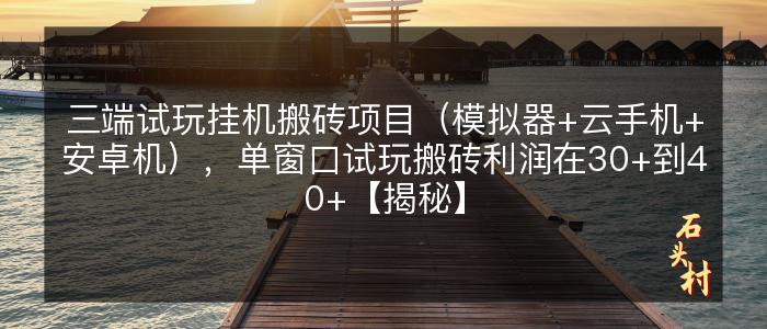 三端试玩挂机搬砖项目（模拟器+云手机+安卓机），单窗口试玩搬砖利润在30+到40+【揭秘】