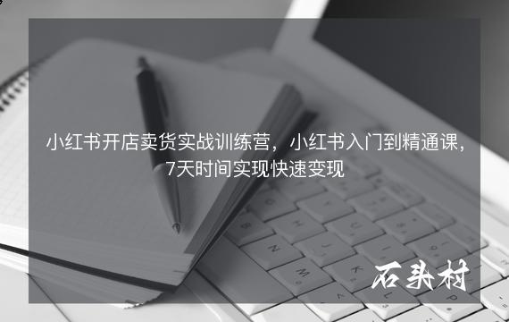 小红书开店卖货实战训练营，小红书入门到精通课，7天时间实现快速变现