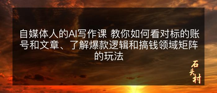 自媒体人的AI写作课 教你如何看对标的账号和文章、了解爆款逻辑和搞钱领域矩阵的玩法