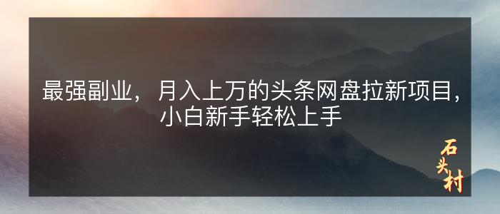 最强副业，月入上万的头条网盘拉新项目，小白新手轻松上手