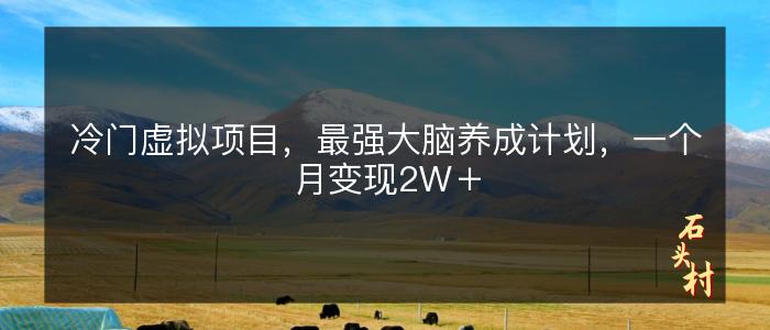 冷门虚拟项目，最强大脑养成计划，一个月变现2W＋
