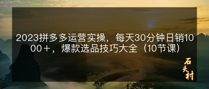 2023拼多多运营实操，每天30分钟日销1000＋，爆款选品技巧大全（10节课）