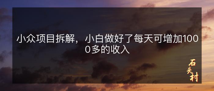 小众项目拆解，小白做好了每天可增加1000多的收入