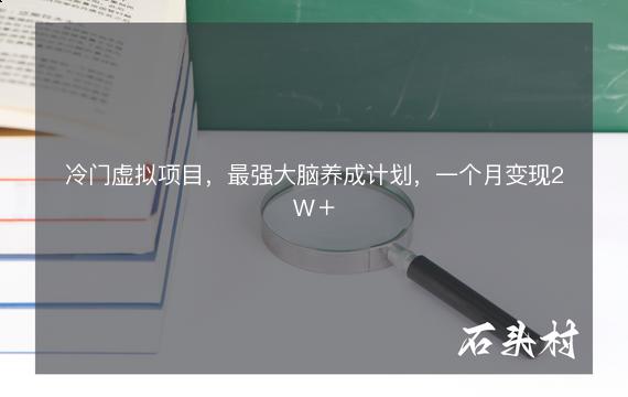 冷门虚拟项目，最强大脑养成计划，一个月变现2W＋