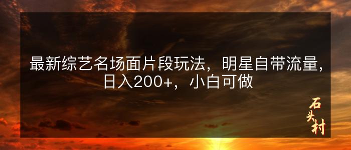 最新综艺名场面片段玩法，明星自带流量，日入200+，小白可做