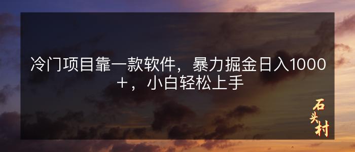 冷门项目靠一款软件，暴力掘金日入1000＋，小白轻松上手