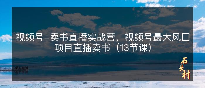 视频号-卖书直播实战营，视频号最大风囗项目直播卖书（13节课）