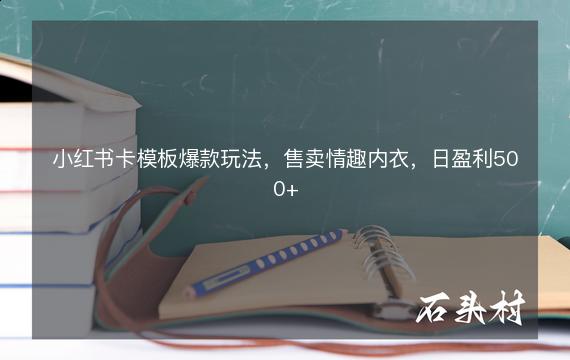 小红书卡模板爆款玩法，售卖情趣内衣，日盈利500+