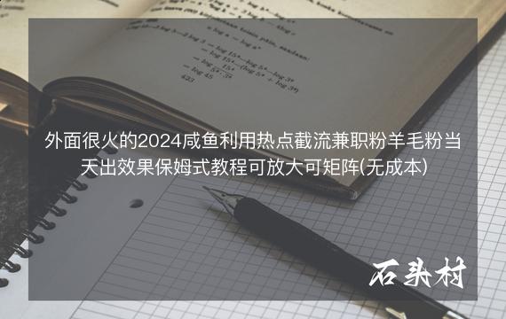 外面很火的2024咸鱼利用热点截流兼职粉羊毛粉当天出效果保姆式教程可放大可矩阵(无成本)