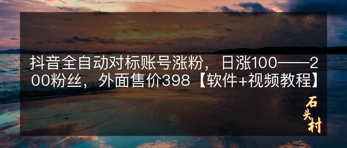 抖音全自动对标账号涨粉，日涨100——200粉丝，外面售价398【软件+视频教程】